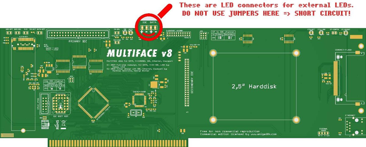 Multiface board layout with connectors and jumpers