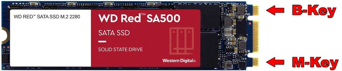 M.2 SATA SSD with B-key and M-key notches